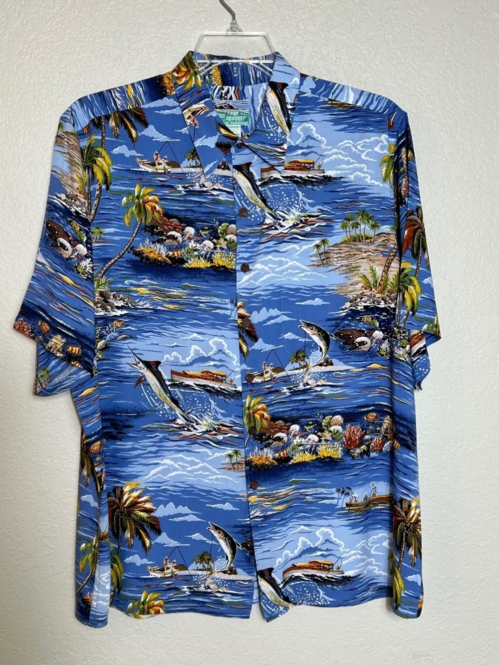 Reyn Spooner Hawaiian Shirt with Fishing Print
